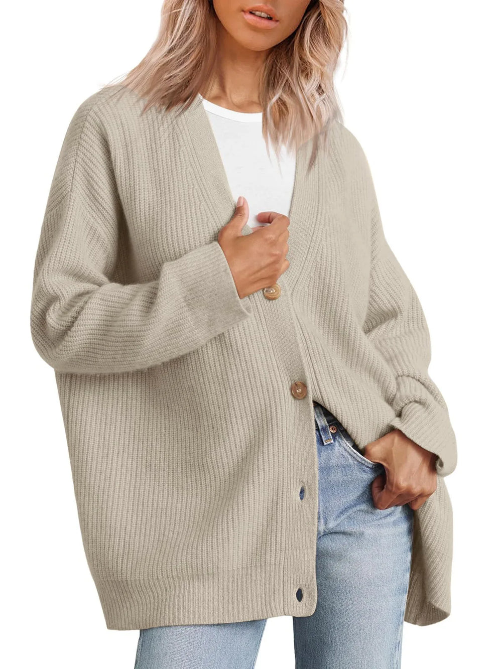 Ladies Cashmere Cardigan with V-neck - Sylvie