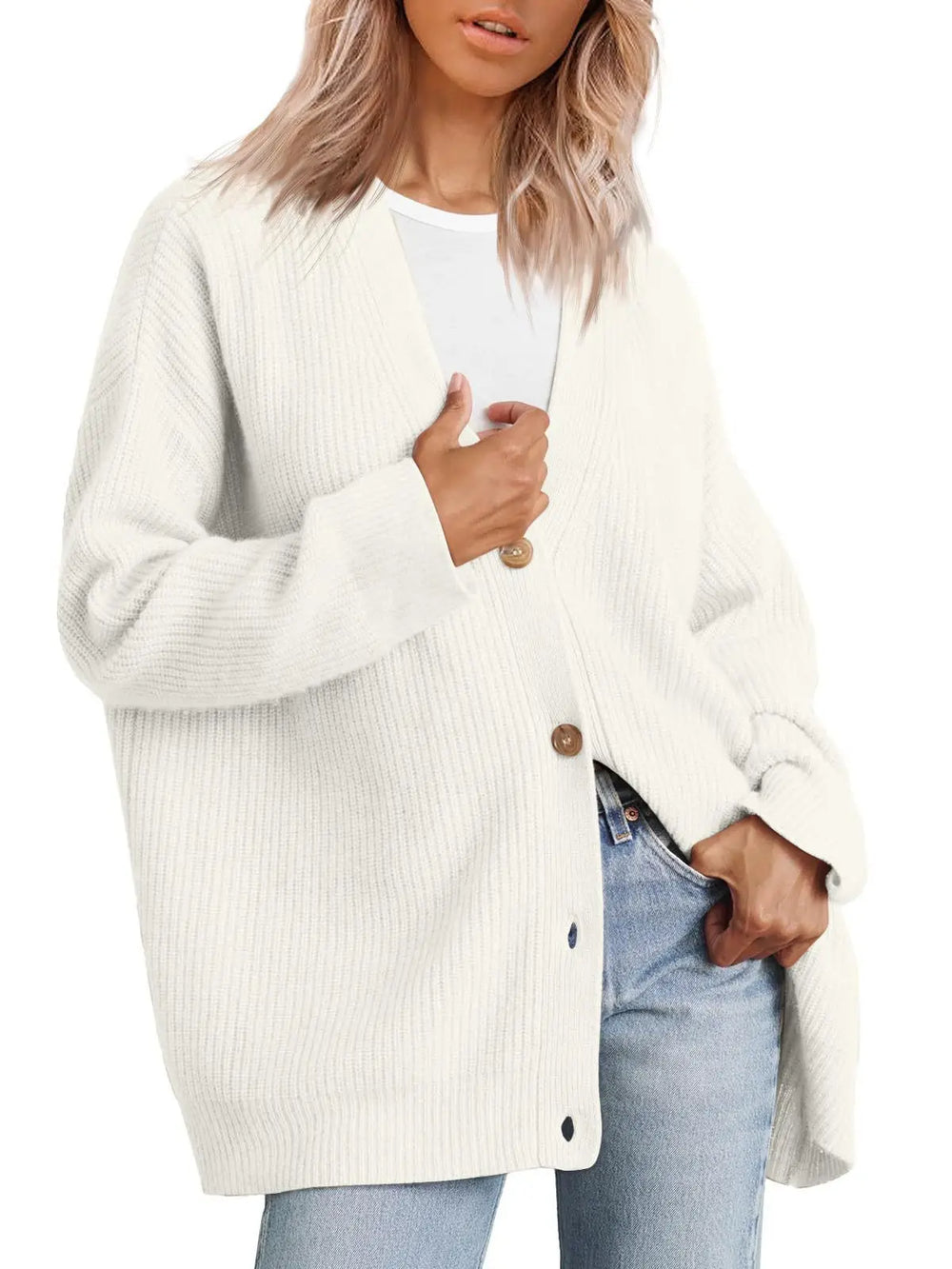Ladies Cashmere Cardigan with V-neck - Sylvie