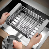 Enhanced Product Title: "Verstellbarer Ausziehbarer Spülkorb - Platzsparender Geschirrkorb für die Küche, Ideal für Spülen und Abtropfen" 

This title includes relevant keywords while providing more detail about the product's features and benefits, making