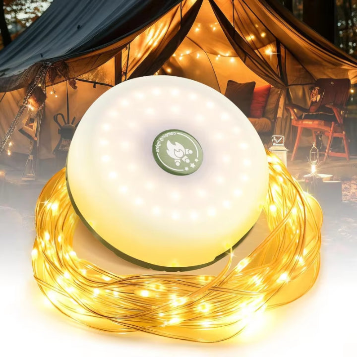 4-in-1 Camping Lantern – 10m RGB String Lights, 2000 mAh Power Bank & IPX4 Waterproof