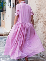 Sofie – Casual Checkered Swing Dress with Long Sleeves