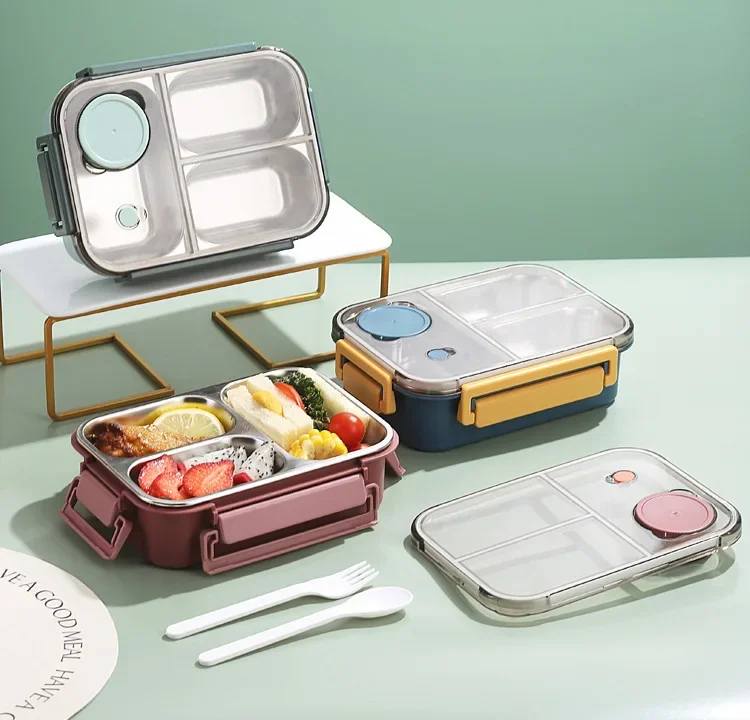 Lunchbox Edelstahl 3-geteilt mit Heizfunktion