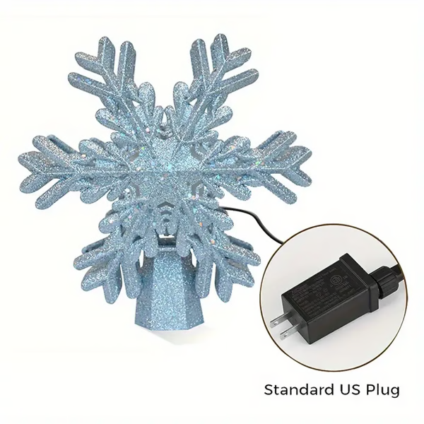 LED Snowflake Projector Christmas Tree Topper Lights – Festive Holiday Decoration
