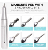 Electric Nail Drill – 45,000 RPM, USB-C Rechargeable & 6 Milling Heads