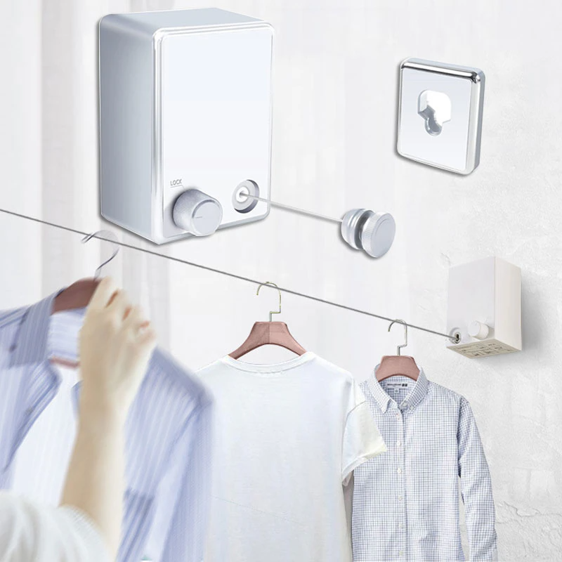 Retractable Wall Clothesline – Space-Saving Auto-Retract, Indoor & Outdoor Use