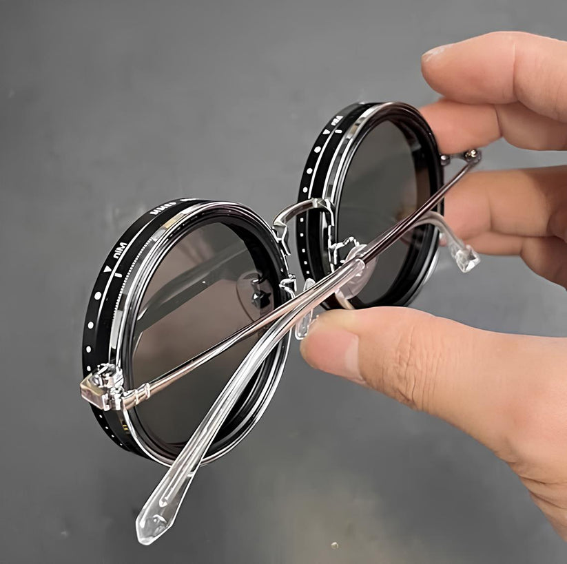 Adjustable Tint Sunglasses – Unisex, UV400 Protection, Metal Frame & Round Lens