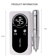 Electric Nail Drill – 45,000 RPM, USB-C Rechargeable & 6 Milling Heads