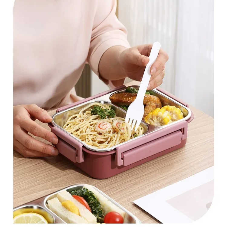 Lunchbox Edelstahl 3-geteilt mit Heizfunktion