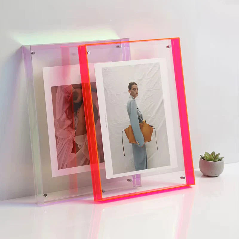 Double-Layer Acrylic Picture Frame – Wall & Table Mount, 10 Colors & 5 Sizes