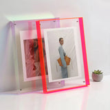 Double-Layer Acrylic Picture Frame – Wall & Table Mount, 10 Colors & 5 Sizes