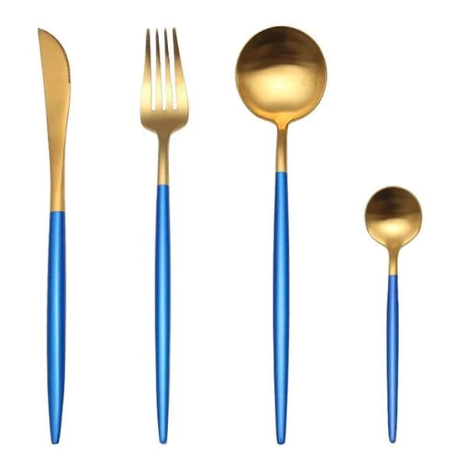RoyalGlow cutlery set in blue-gold