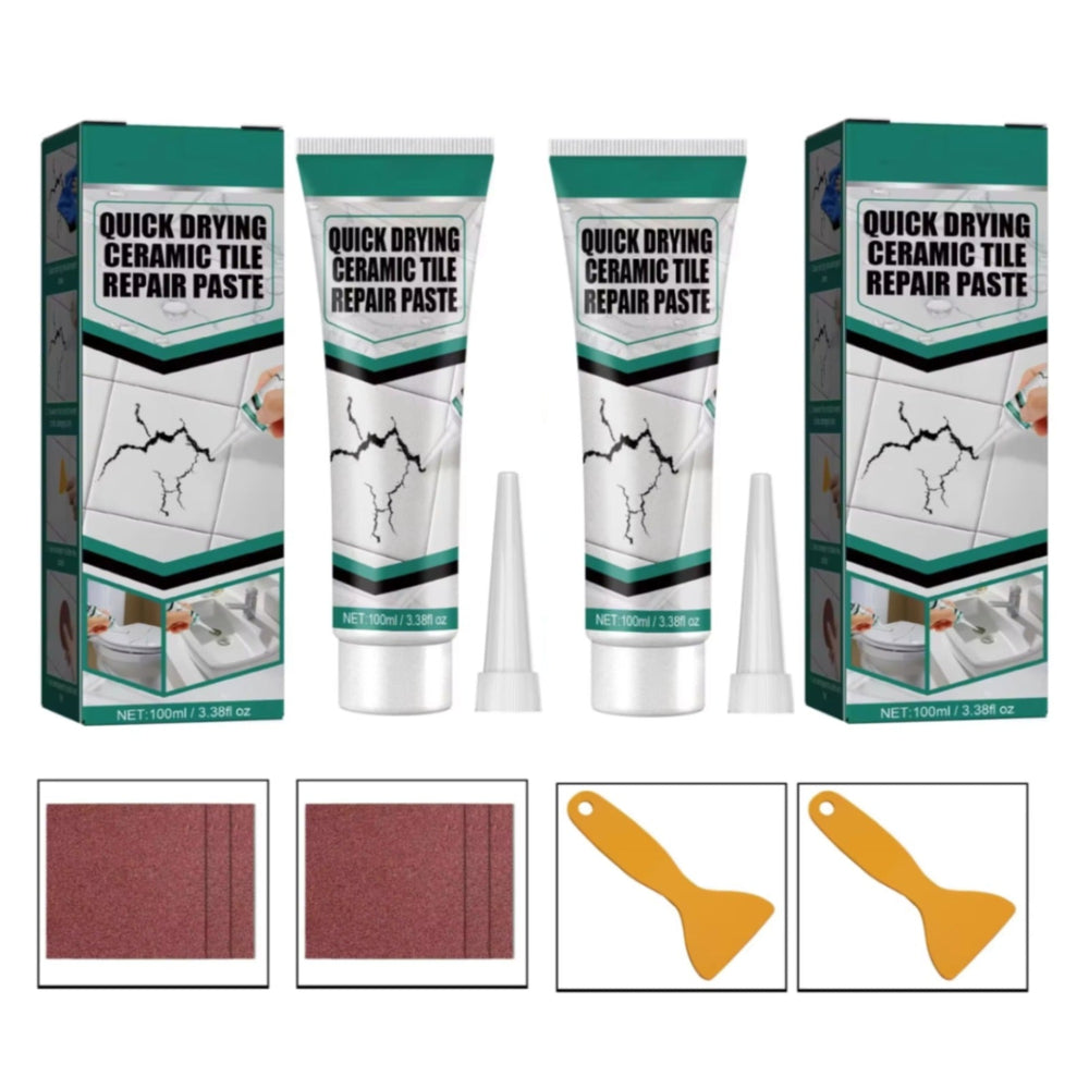 Fast-Drying Tile Repair Paste – Waterproof, Ceramic & Marble, 2-Set with Tools