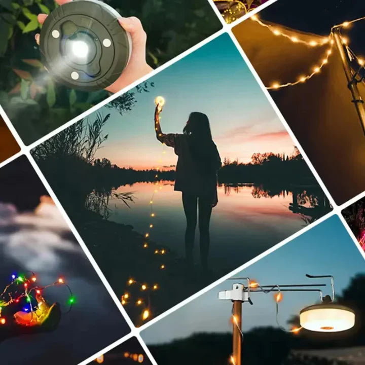4-in-1 Camping Lantern – 10m RGB String Lights, 2000 mAh Power Bank & IPX4 Waterproof