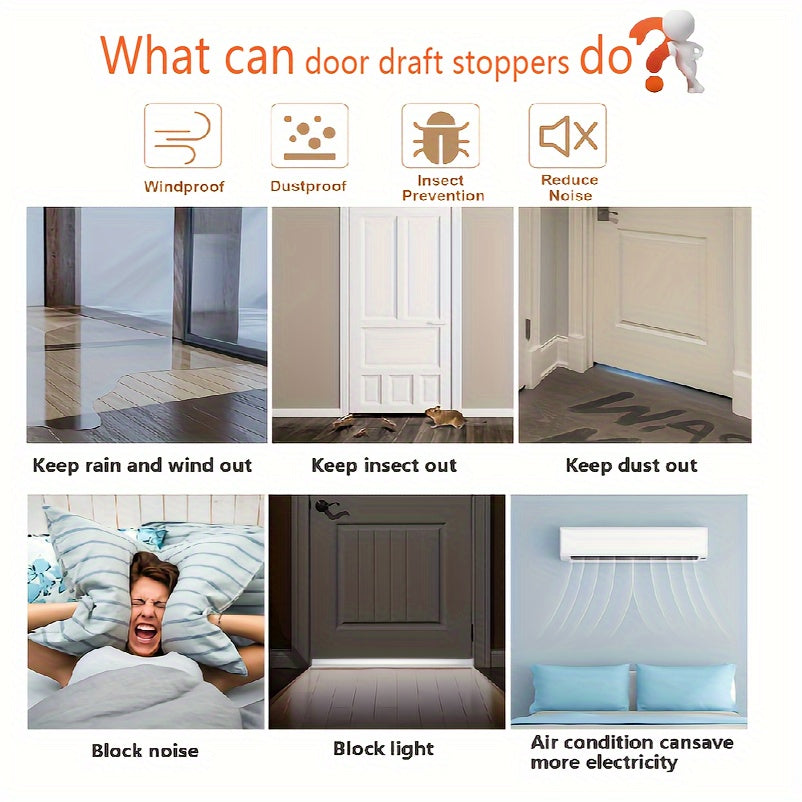 Premium Silicone Door Draft Stopper - Strong Adhesive Door Sweep for Sound Insulation & Energy Efficiency