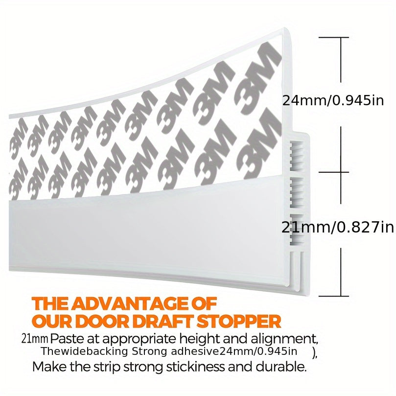 Premium Silicone Door Draft Stopper - Strong Adhesive Door Sweep for Sound Insulation & Energy Efficiency