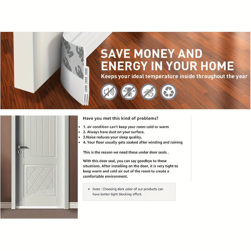 Premium Silicone Door Draft Stopper - Strong Adhesive Door Sweep for Sound Insulation & Energy Efficiency