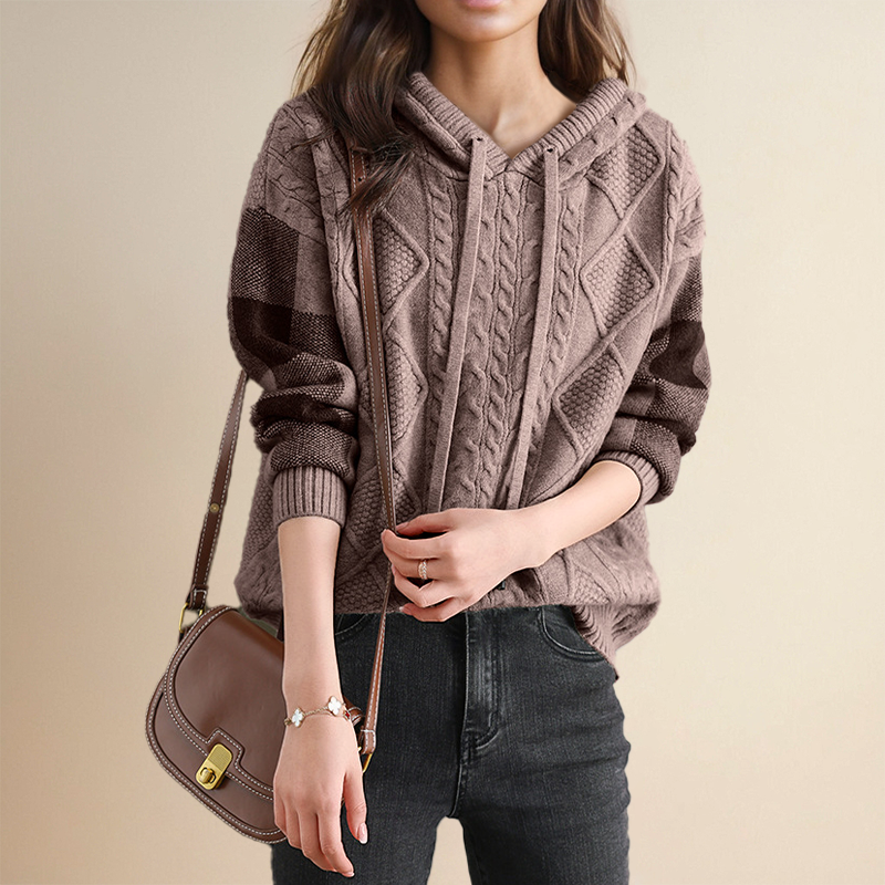 Enhanced Product Title: "FABIOLA™ Jacquard Hooded Pullover - Stylish & Cozy Women's Sweater" 

This title includes relevant keywords for better visibility in Google Shopping while clearly describing the product.
