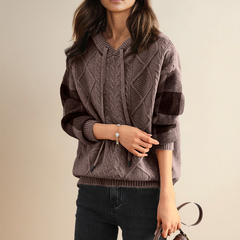 Enhanced Product Title: "FABIOLA™ Jacquard Hooded Pullover - Stylish & Cozy Women's Sweater" 

This title includes relevant keywords for better visibility in Google Shopping while clearly describing the product.