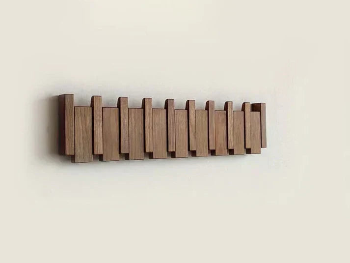 Elegant Musical Design Wooden Wall Coat Rack - Durable & Stylish Storage Solution
