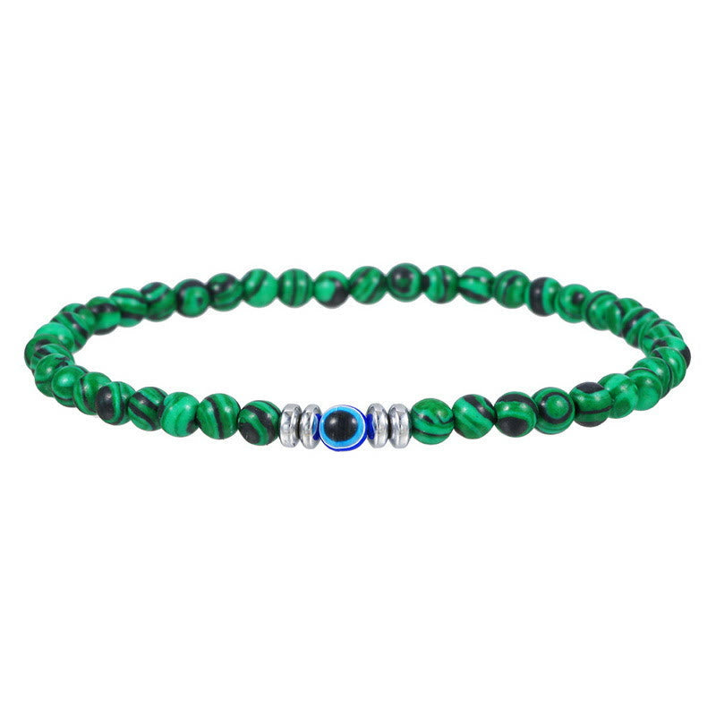 Men's 4mm Natural Stone Bracelet with Evil Eye Bead – Thor