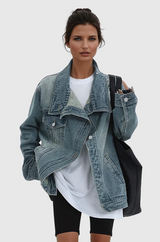 Enhanced Product Title: Bella™ Artistic Denim Jacket - Unique Designer Style for Creative Fashion Lovers

This title includes relevant keywords while maintaining clarity and appeal for potential buyers.