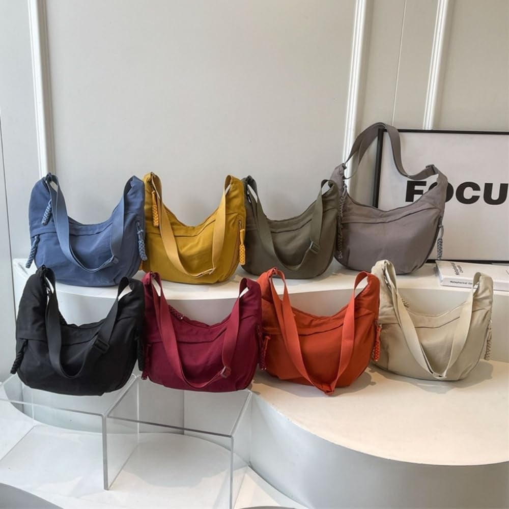 Nylon Crossbody Bag – Multiple Compartments, Adjustable Strap, 34×22cm, Unisex