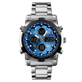 Unisex Digital Sports Watch – 3 Time Zones, 30m Waterproof & EL Backlight