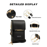 Phone Crossbody Bag with Touchscreen Window – Faux Leather, Card Slots, Fits to 16.5cm