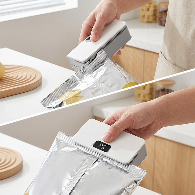 Electric Bag Sealer – Rechargeable, LCD Battery Display & USB Charging