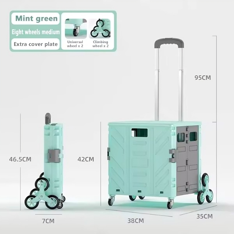 Folding Stair-Climbing Trolley Cart – 50/75L, Multi-Wheel & Collapsible