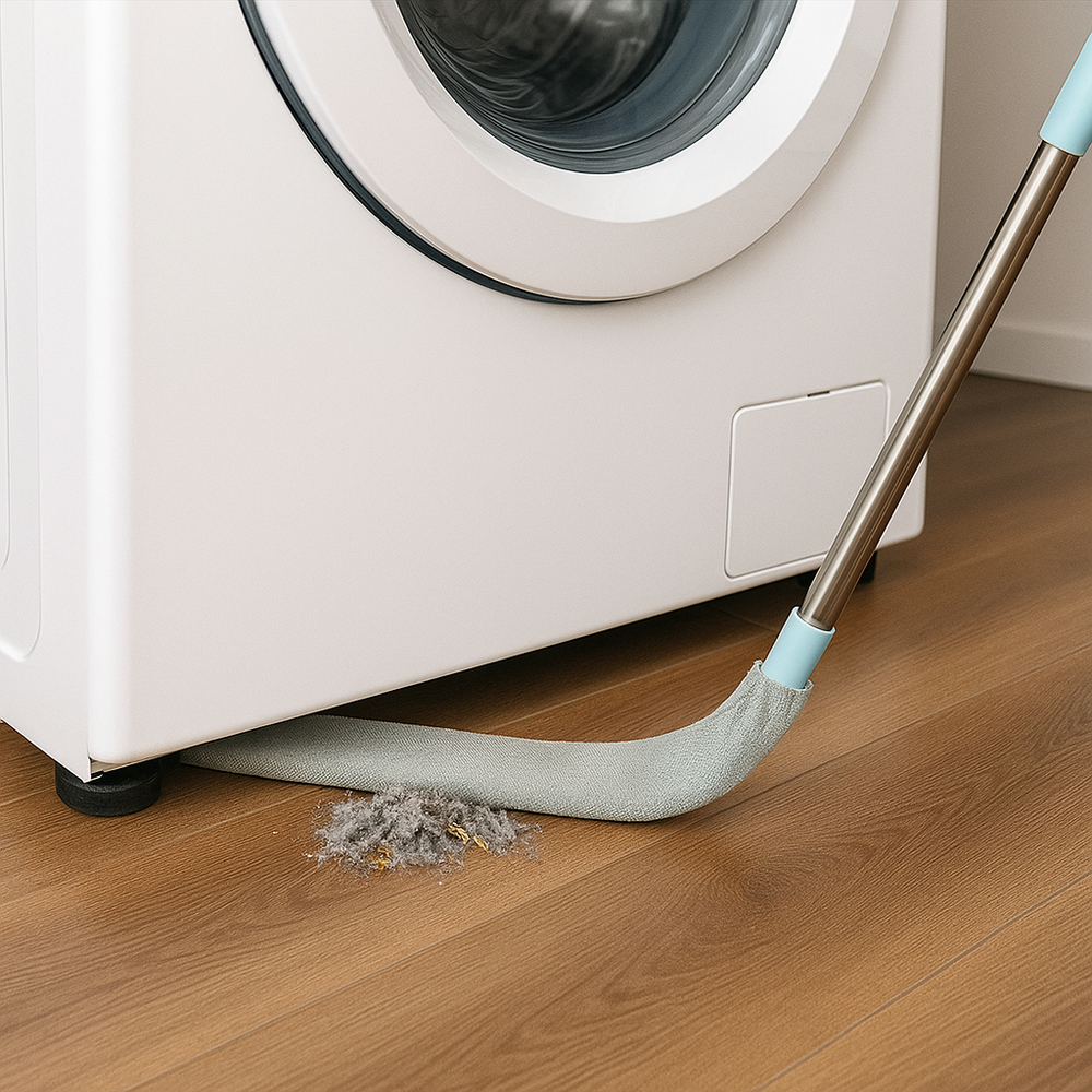 Optimized Product Title:  
"Flexibler Mikrofaser-Staubwedel mit ausziehbarem Stiel – Ideal für schwer erreichbare Stellen unter Möbeln"  

This title includes relevant keywords while enhancing clarity and appeal for potential buyers.