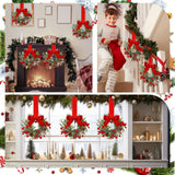 Christmas Wreath Hanging Red Bow Pinecone Holiday Decor