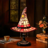 Handcrafted Stained Glass Witch Hat Halloween Lamp