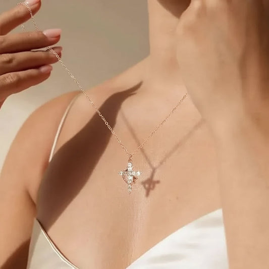 Cross Necklace – Crown Pendant, Gold & Silver Tone Faith Jewelry