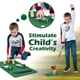 Indoor Golf Putting Set – 5 Clubs, 12 Balls & Putting Mat with Hazards