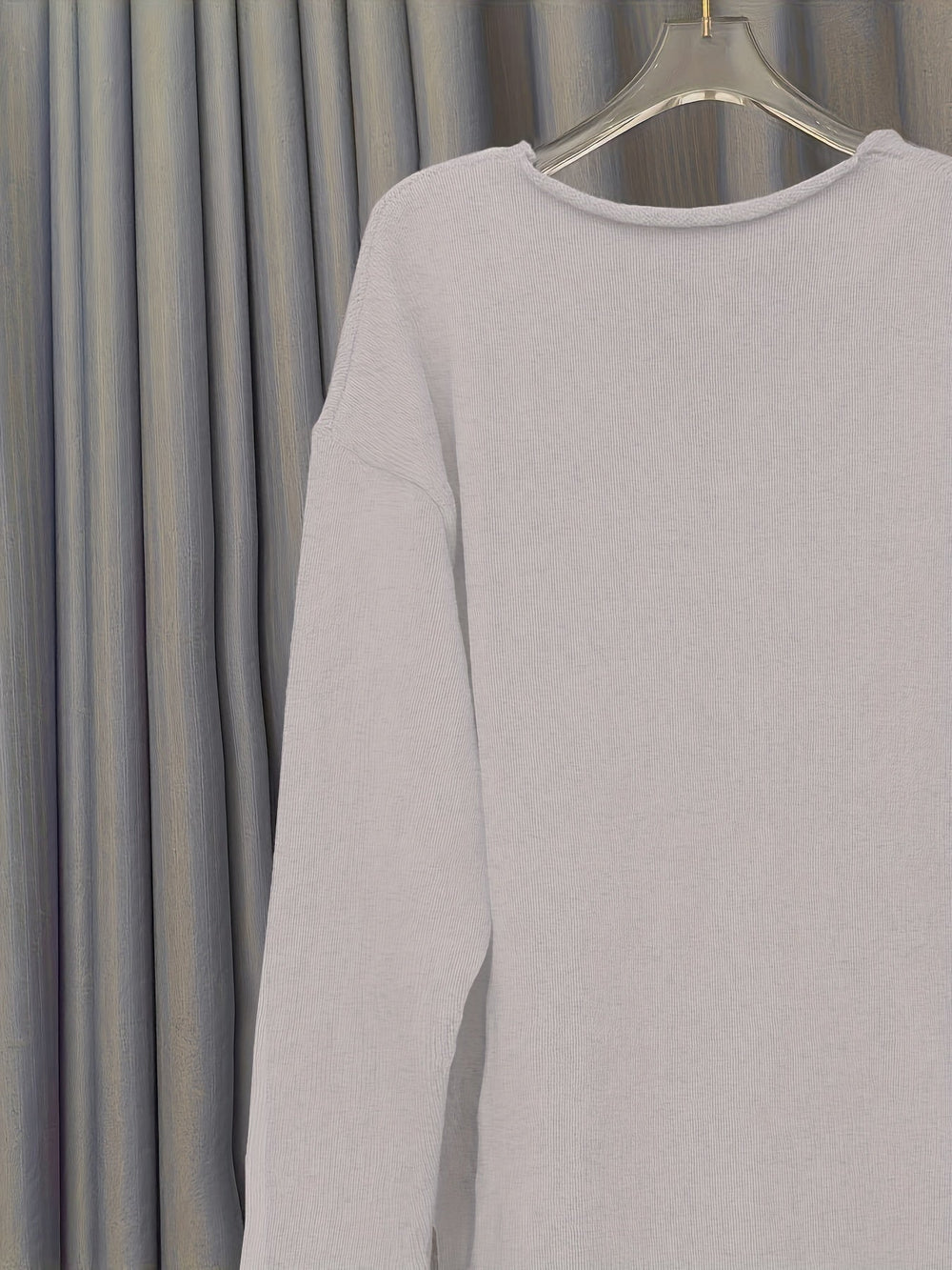 Ladies oversized jumper with V-neck & pattern - Alenia - 6