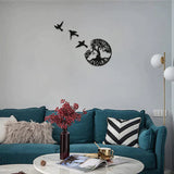 Tree of Life Metal Wall Art – Black Steel, Ø29cm & Bird Family Design