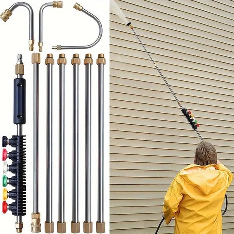 Pressure Washer Telescopic Extension Wand – 275 Bar, 1/4" Quick-Connect & Nozzle Set