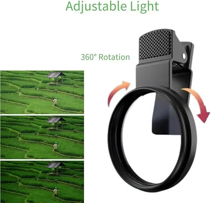 52mm Phone CPL Polarizing Filter – Universal Clip, Glass & Aluminum, Reflection-Free Photos