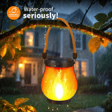 Solar LED Flame Lantern – Realistic Flame Effect, Dusk Sensor & USB Backup