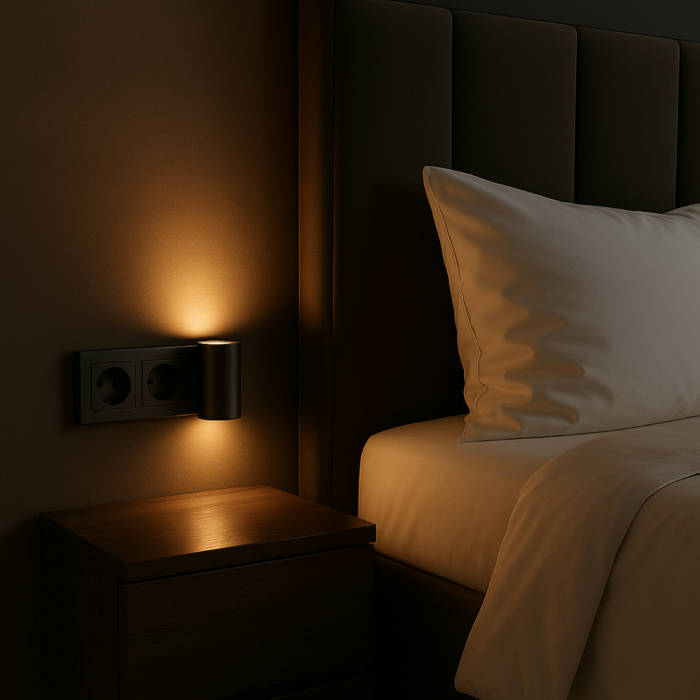 Dimmable Plug-In LED Night Light – Rotary Dimmer, Warm White & Compact Design