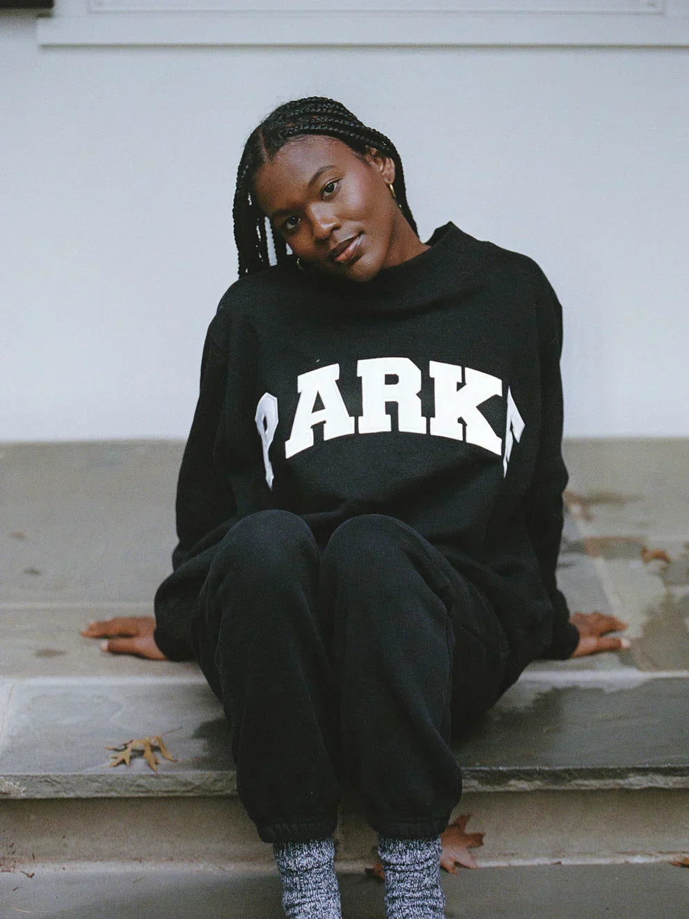 Varsity Oversized Black Sweatshirt with White Lettering - Trendy Casual Wear