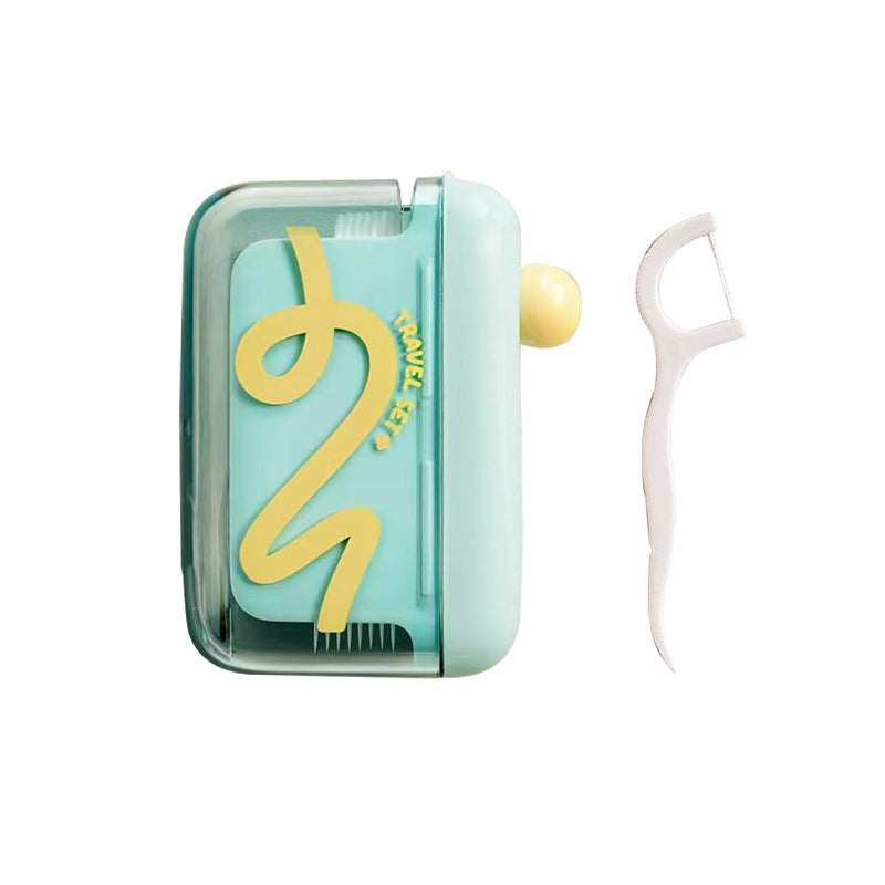 Push-Button Floss Pick Dispenser – 100 Picks, Refillable & Dustproof