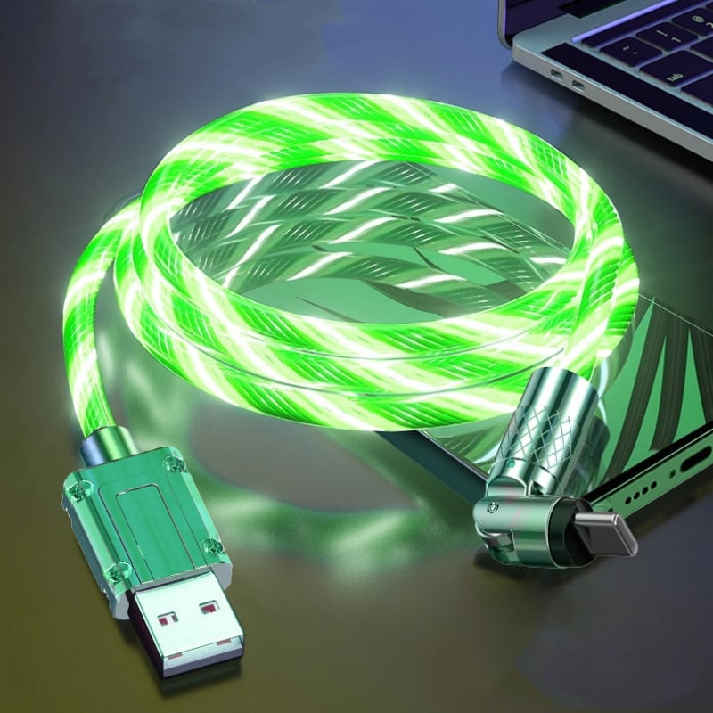 USB-Ladekabel mit 540° rotierendem Stecker und LED-Beleuchtung