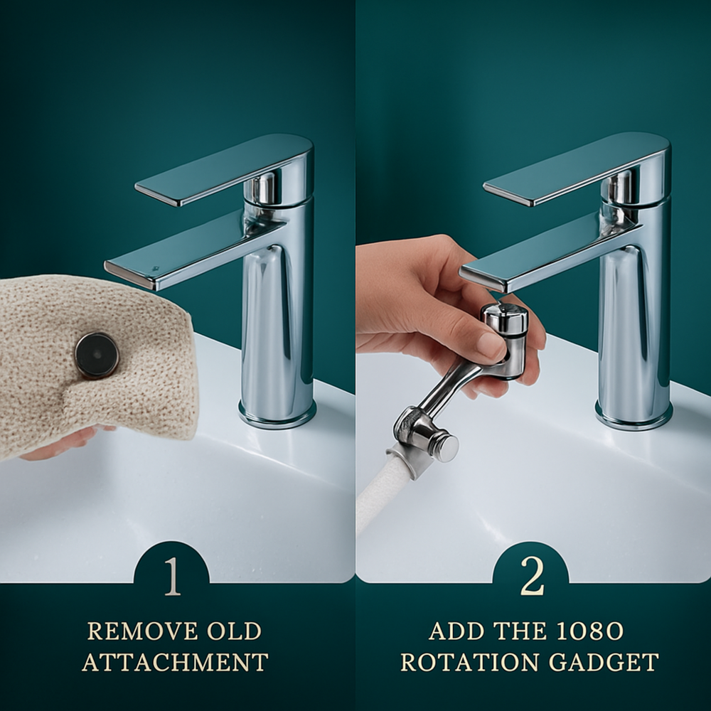1080° Swivel Faucet Aerator – 2 Spray Modes, Splash-Free & Universal Fit