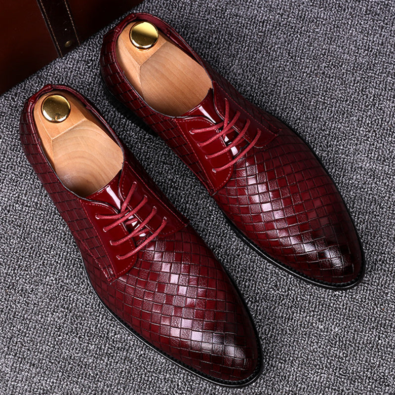 Casper leather lace-up shoes - Burgundy
