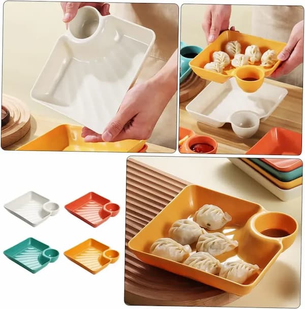 Serving Platter with Sauce Compartment – 25cm, Food-Grade & Dishwasher Safe