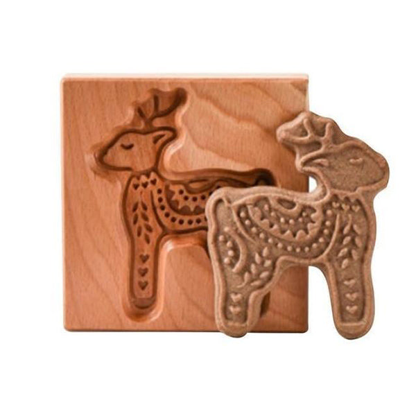 Hand-Carved Wooden Cookie Mold – Non-Stick, 20 Designs & 6–14cm