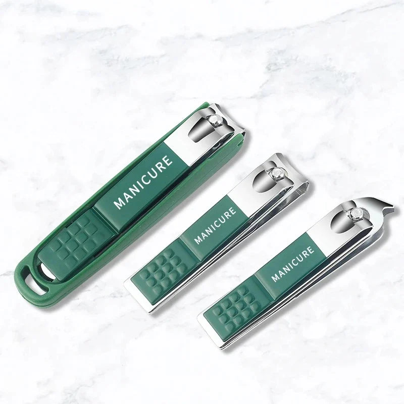 Stainless Steel Nail Clipper Set – 4-Piece, Anti-Splash Design & Nail File