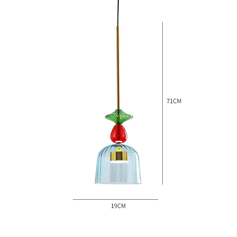 Glass Pendant Light – Colored Shade, E27 Socket & Adjustable 120cm Cord